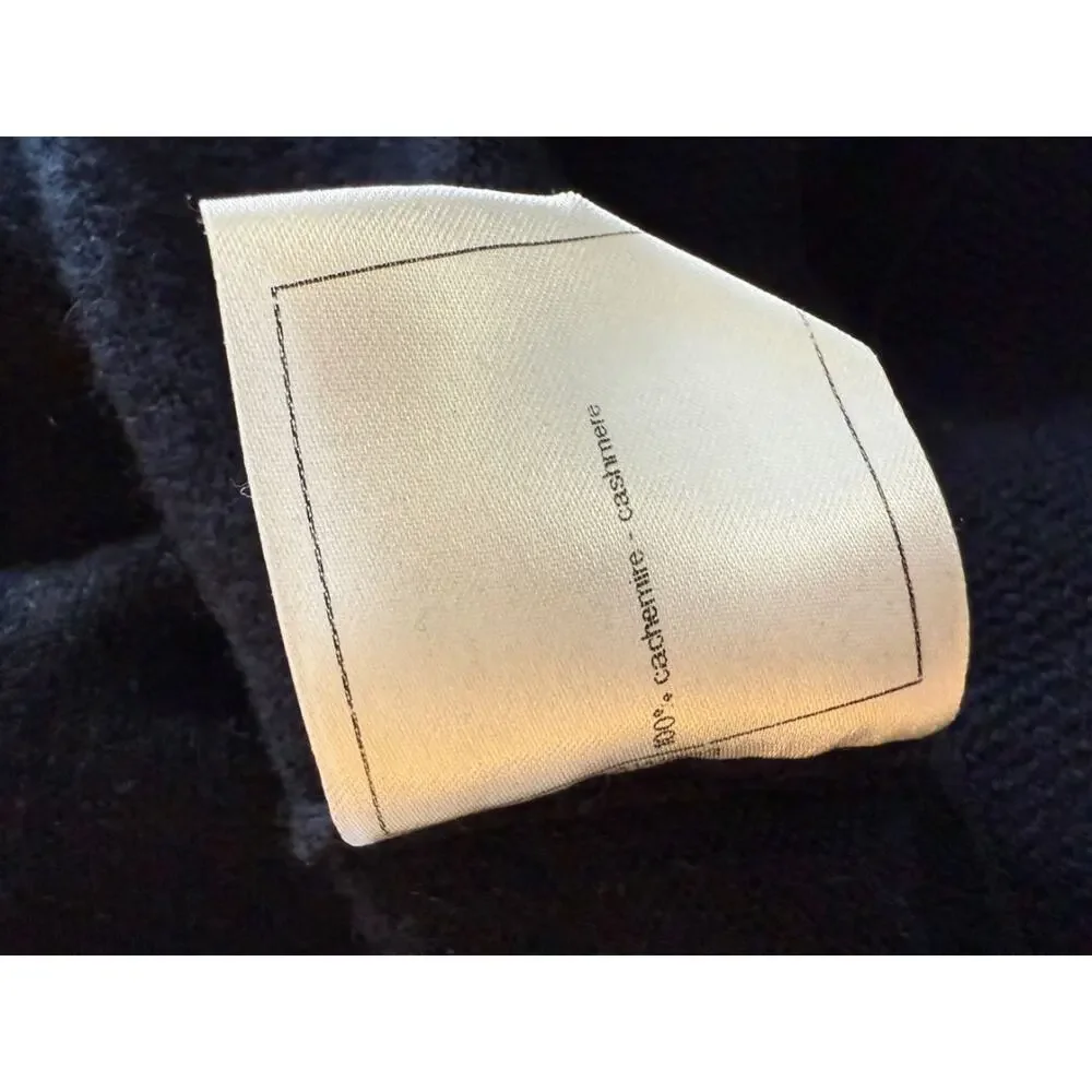 Chanel Navy Blue Cashmere Hoodie with Silver Hardware – Size 36